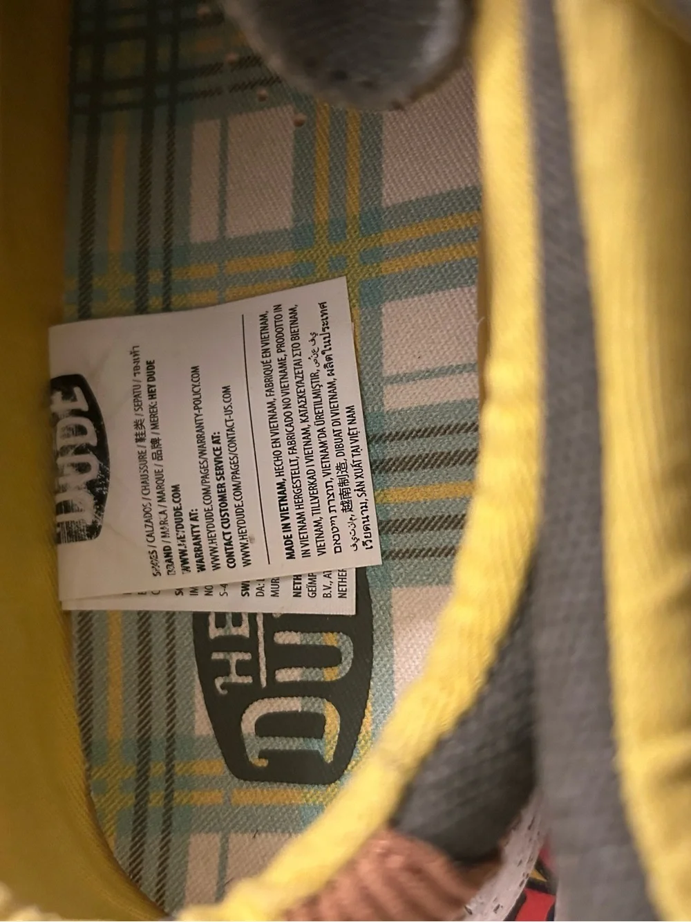 Hey Dude Olive Green Canvas Slip-On with Yellow Lining
